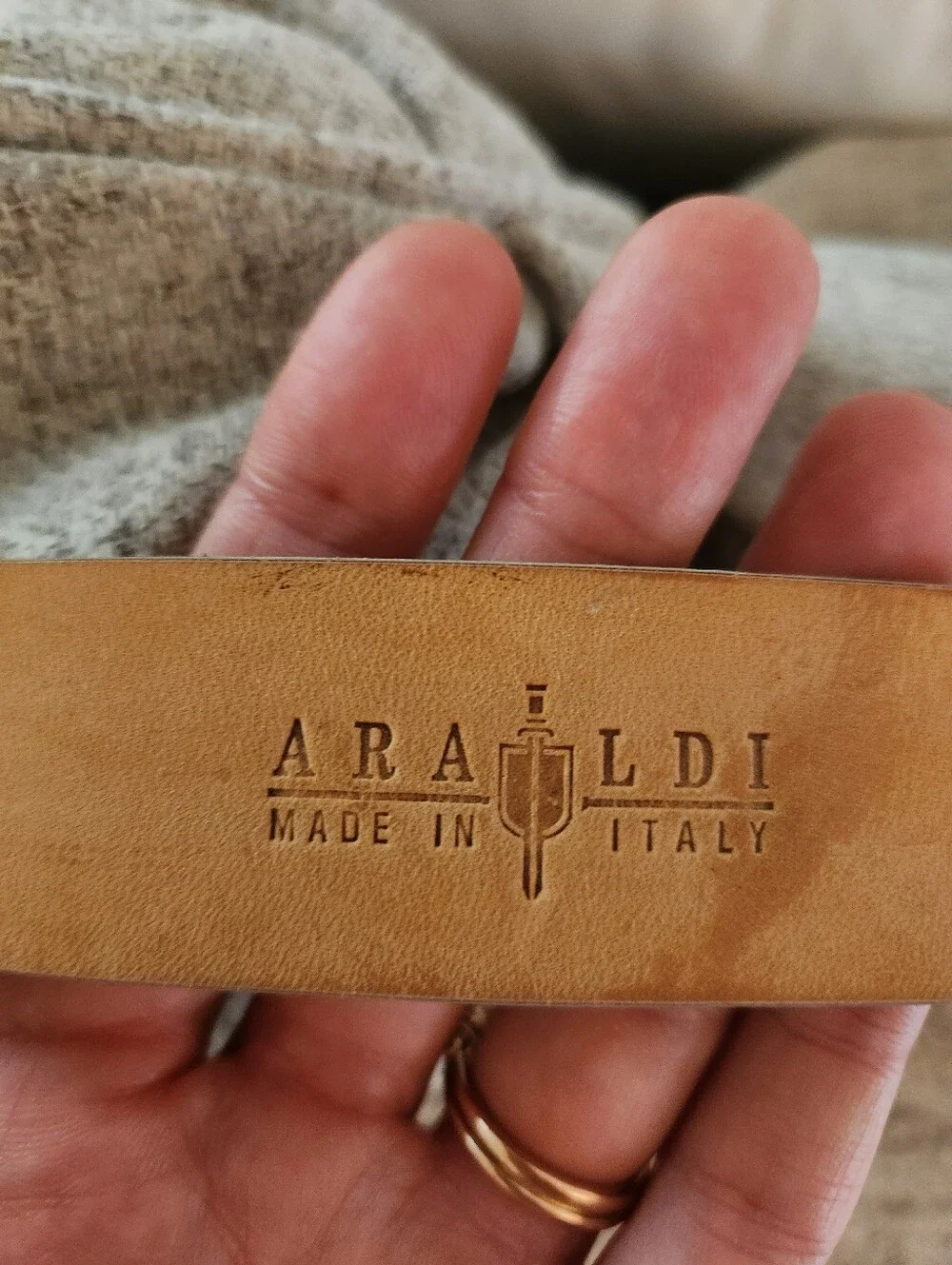 Araldi Italian Genuine Leather Men's Belt with Silver Buckle Preppy Old Money XL